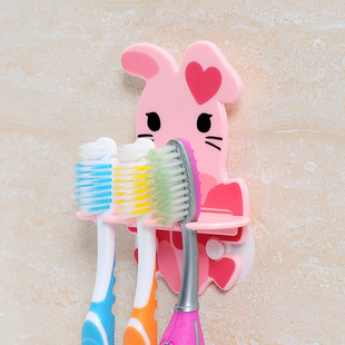 精装超可爱卡通双吸盘 3位牙刷架 牙刷挂架 牙具座 毛巾架批发