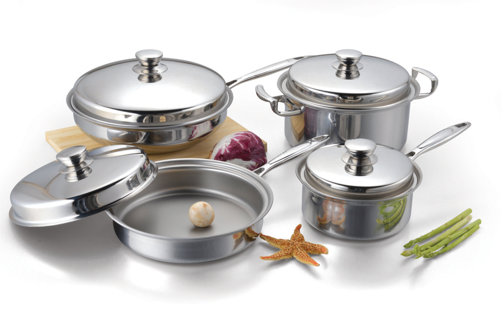 不锈钢欧派八件套/不锈钢无烟不粘锅/铸钢手柄/全钢锅盖/全球首创