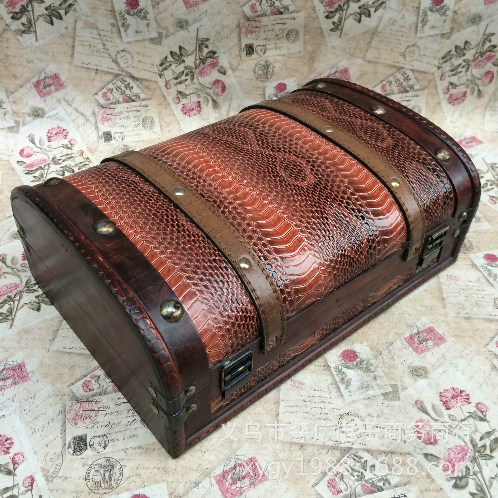 木质收纳箱子 复古手提箱 老上海民国风 旅行箱 影楼装饰道具皮
