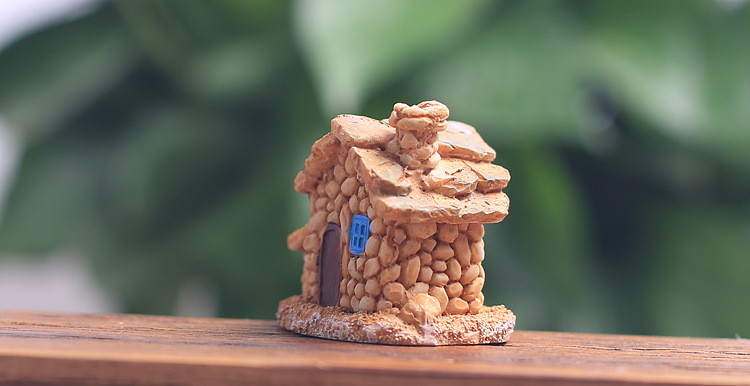 菁娇 手工精工艺迷你小石头房屋 4款微景观diy带门窗小房子配件
