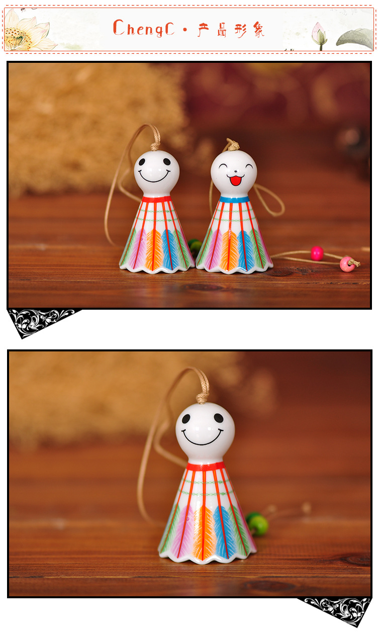 批发陶瓷创意挂件 新款彩色羽毛球风铃 创意手工陶瓷包挂节日礼品