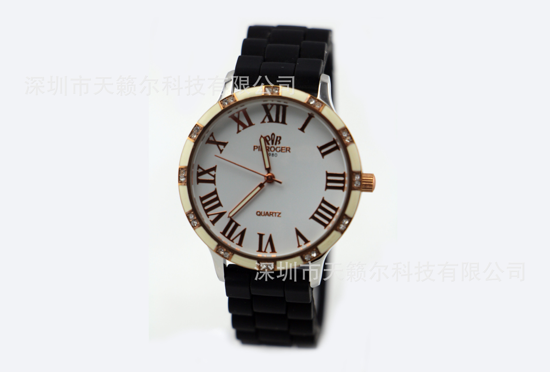 广东深圳厂家供应镶钻不锈钢高档石英女士手表 硅胶手表 专业手表定制