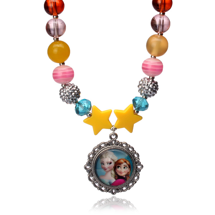 【冰雪奇缘】宝宝饰品项链 彩色玻璃项链 新款