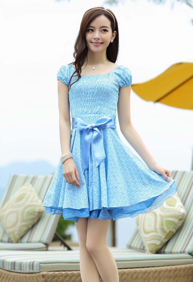 四季青女装2014夏装新款纯棉连衣裙短袖裙子ol裙雅莉谷2018