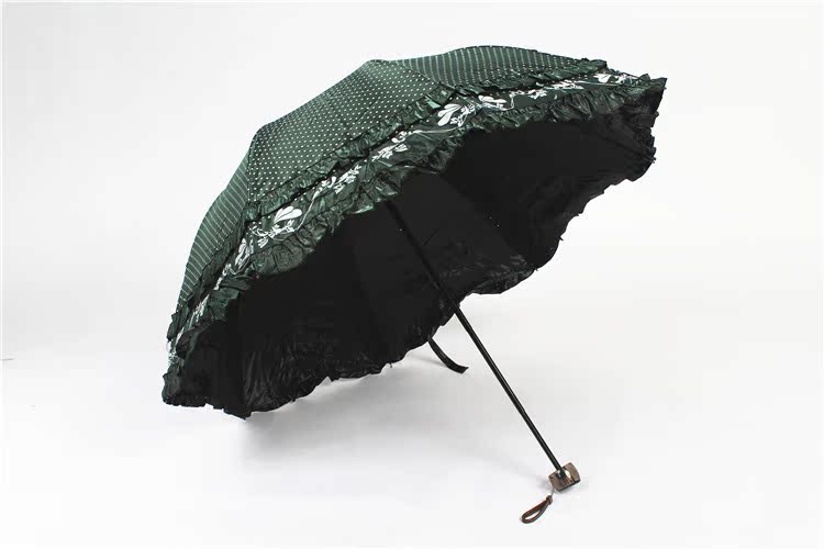 好梦洋伞 8010三折黑胶防紫外线晴雨遮阳伞辽宁批发一件代发