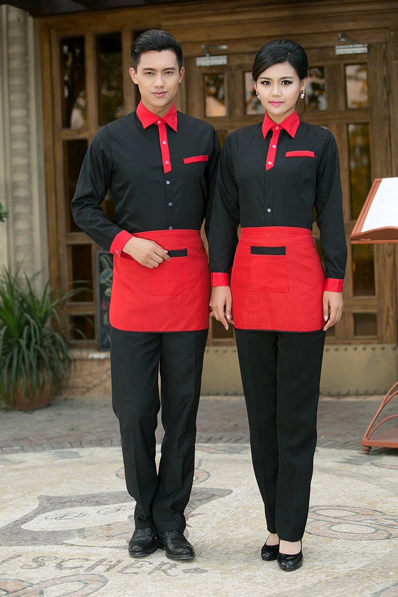 酒店工作服长袖 餐厅服务员服装 男女秋冬饭店 快餐店制服