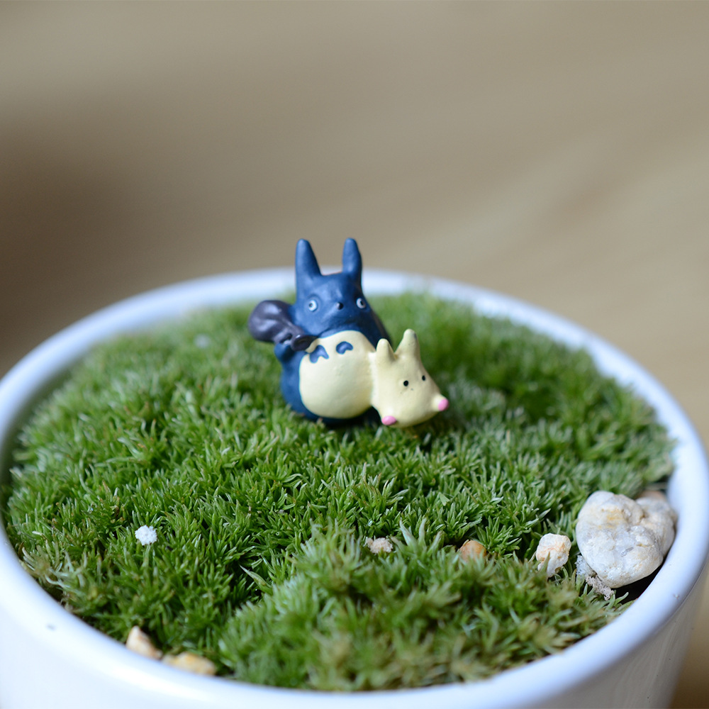 宫崎骏微景观 龙猫树脂摆件生态瓶盆栽 走路的蓝龙猫和小叽喳