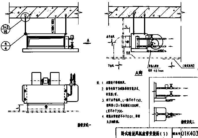 風機盤管幾種常見的安裝示意圖