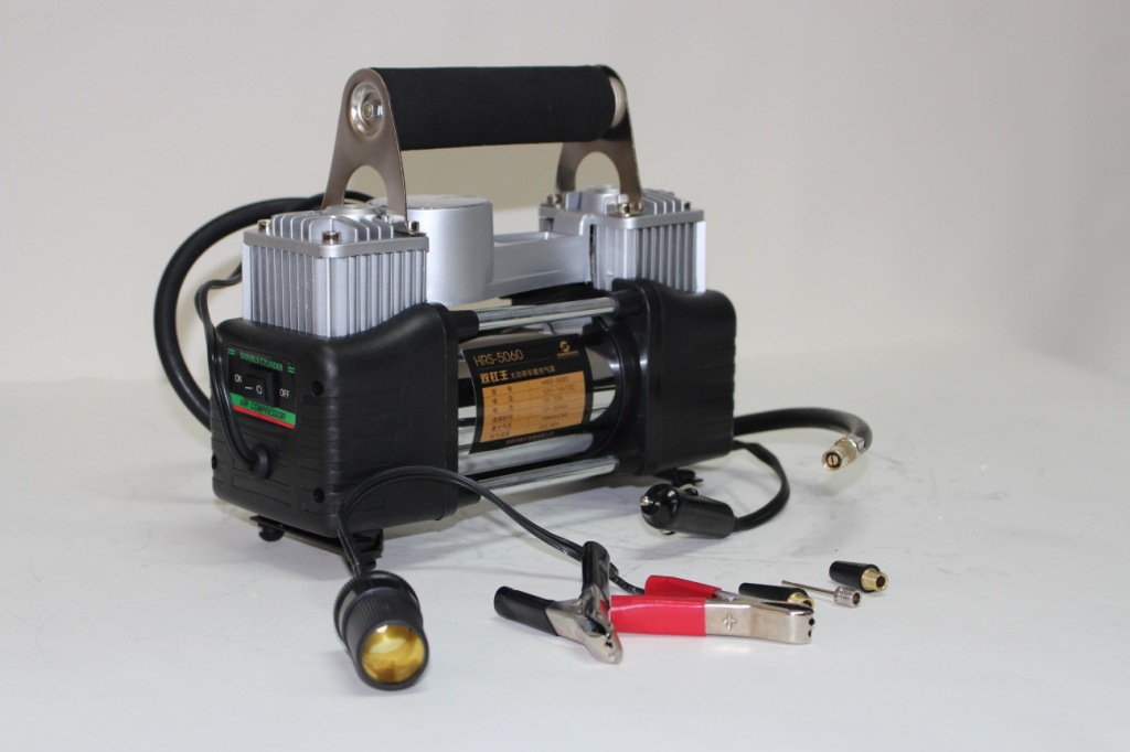 汉锐仕车载充气泵 大功率双杠车载充气泵 金属电动直流车载充气泵