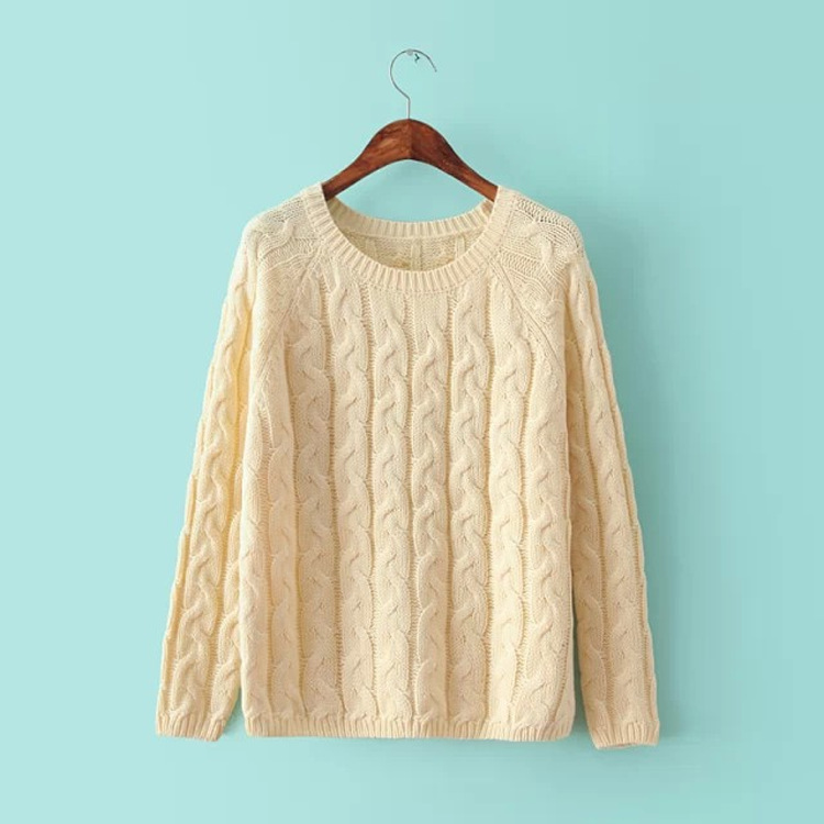 m.p【d8132】韩版新款粗线编织麻花毛衣