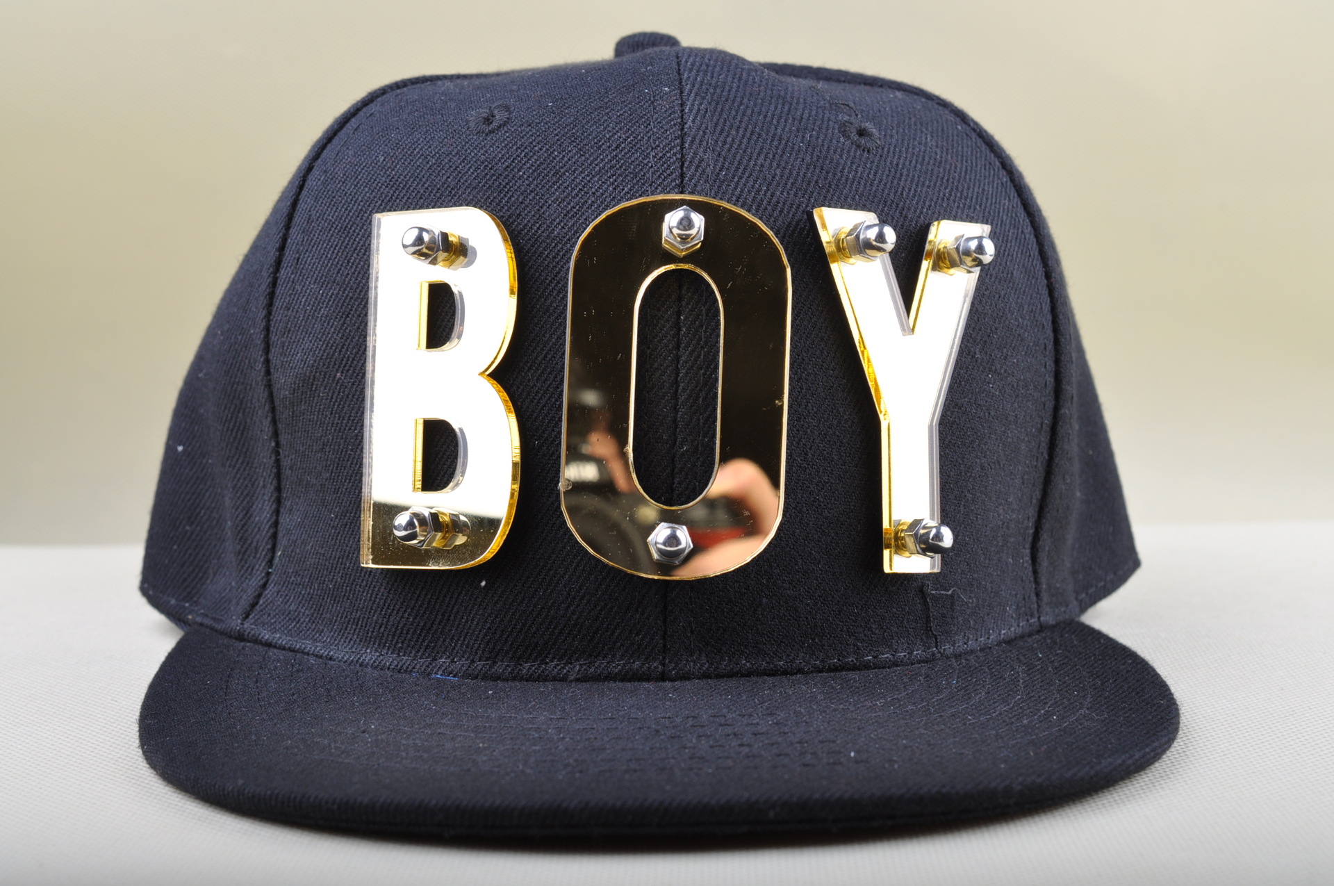 boy 金银 白亚克力字母嘻哈帽子diy手工平沿帽棒球帽男女通用