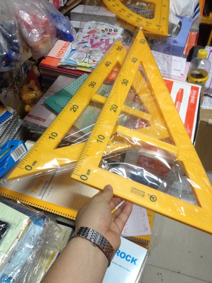 博大教学用三角板 塑料套装 50cm三角尺大号老师用直角等腰两个套