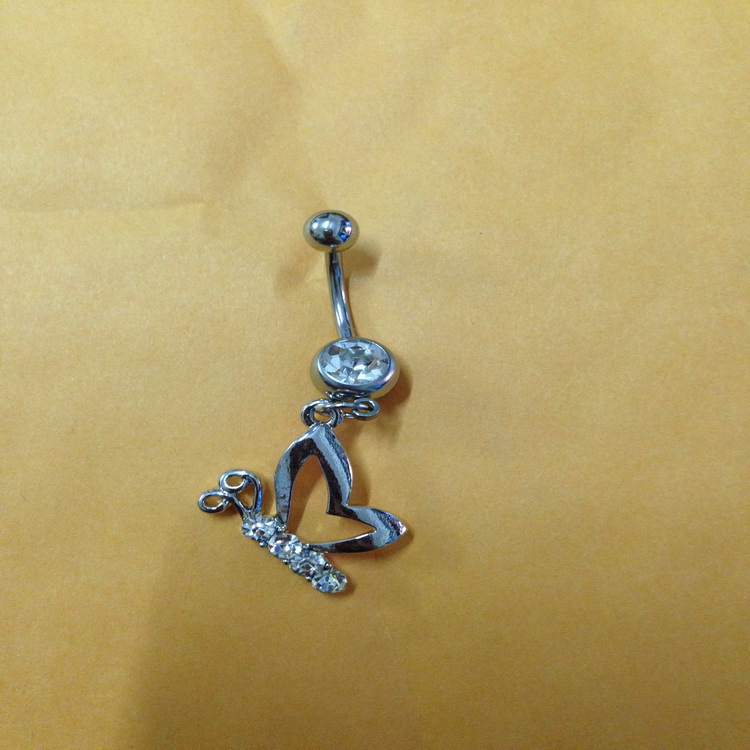 生产鸳鸯蝴蝶肚脐环带钻肚脐环滴油蝴蝶肚脐环