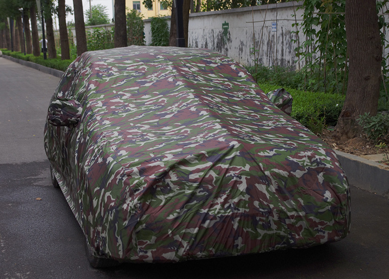 厂家直销迷彩正反两用车衣不加棉单层车罩防晒防雨防灰尘结实纳米