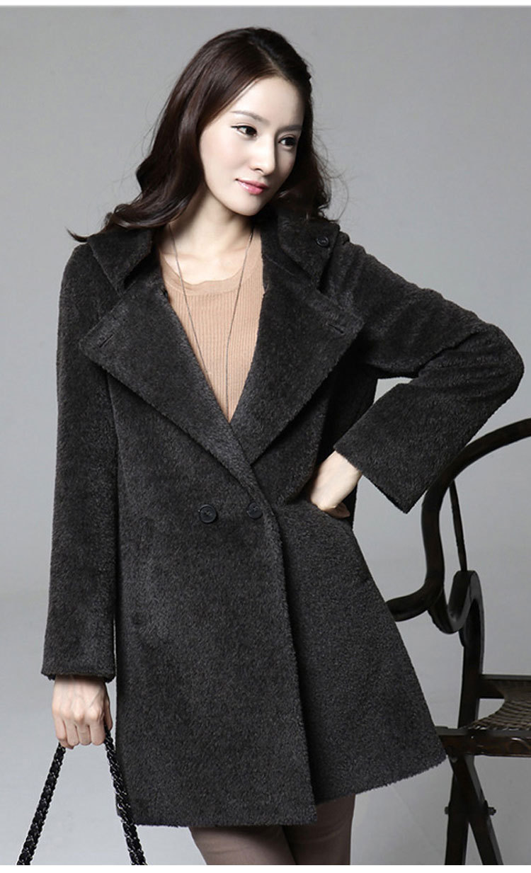毛呢外套女冬季加厚 2014高档品牌毛呢外套廓形呢大衣中长款5309图片
