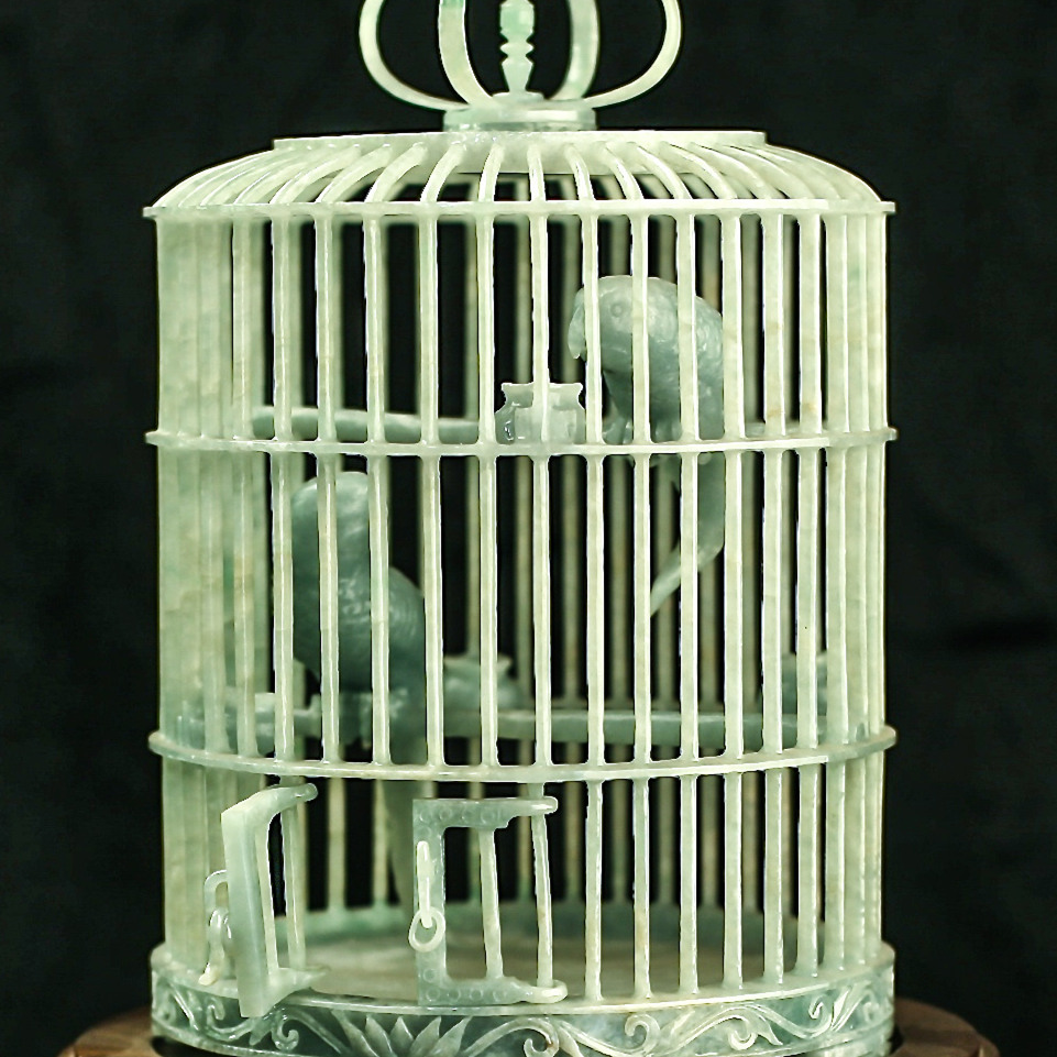 缅甸玉天然翡翠a货 翡翠花鸟摆件 清水种 相宿相栖 可出证书