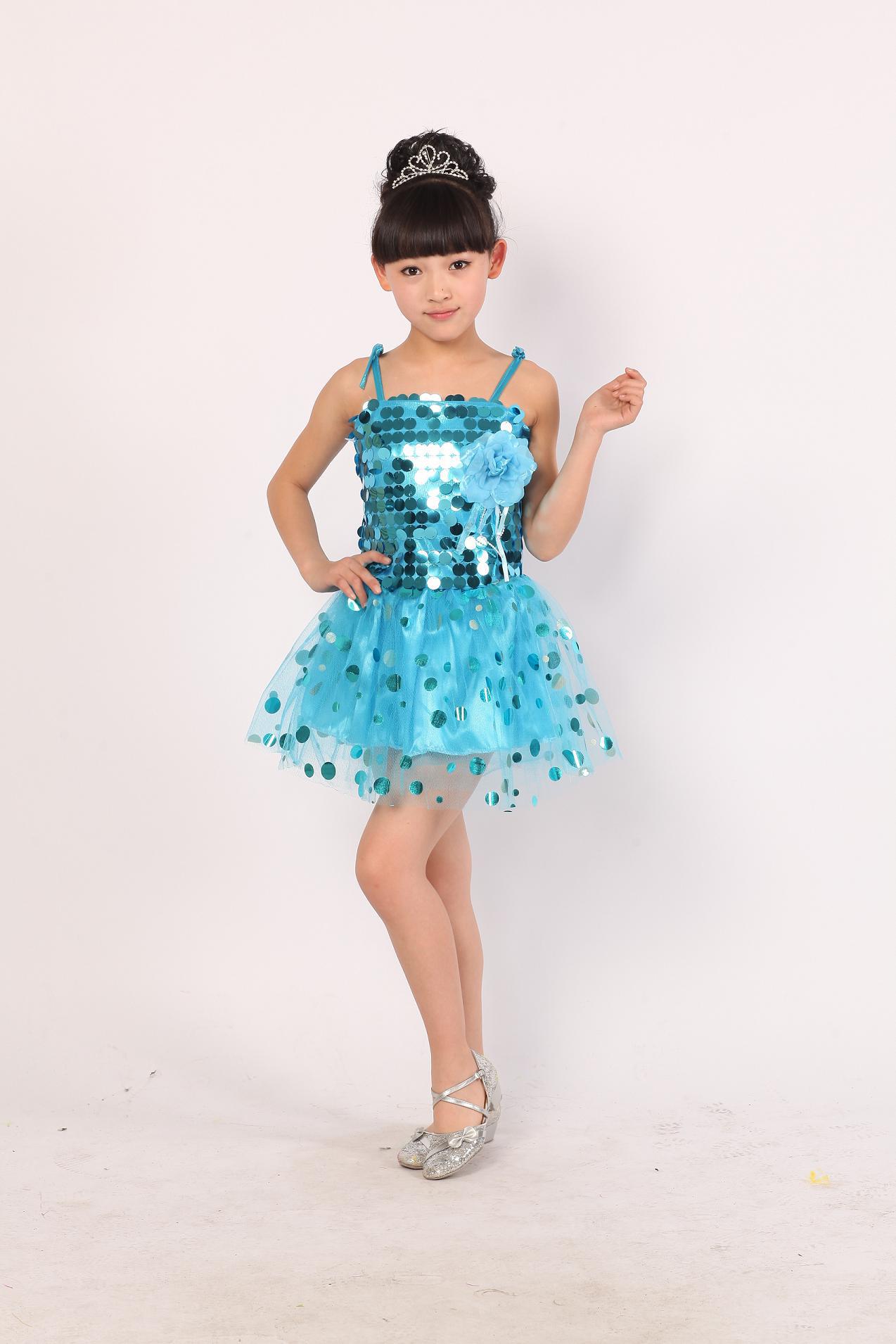 儿童演出服装女童舞蹈服女孩幼儿园小学生亮片合唱服装六一表演服