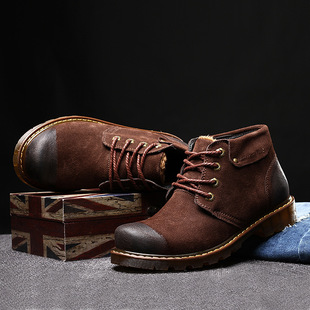 冬季男士皮鞋nian jeep中老年保暖加绒防滑真皮鞋系带高帮休闲鞋
