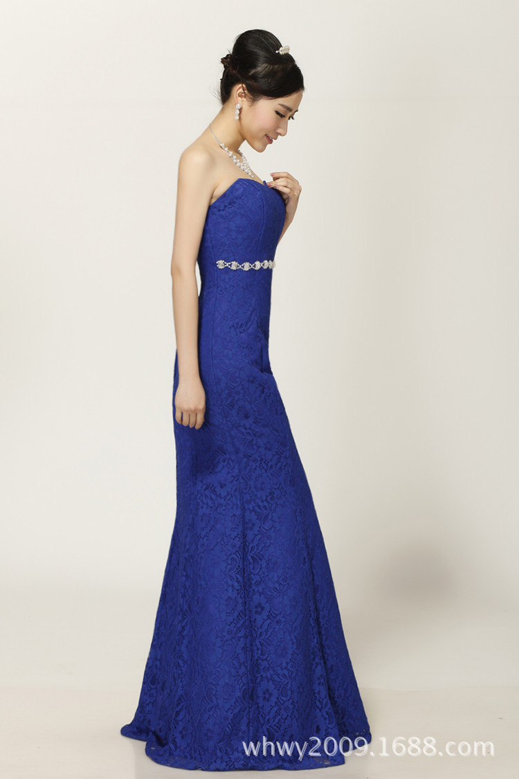 韩版修身蕾丝鱼尾晚礼服 新娘伴娘晚宴演出敬酒长礼服图片_22