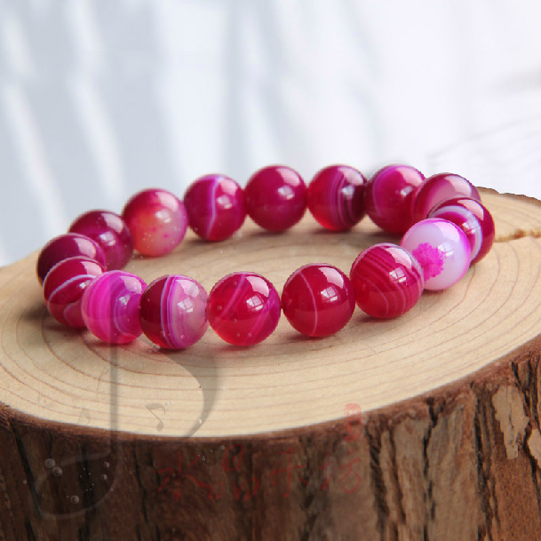 玫瑰紫玛瑙条纹手链 紫玛瑙手串 梦幻缠丝 送女友送母亲水晶饰品