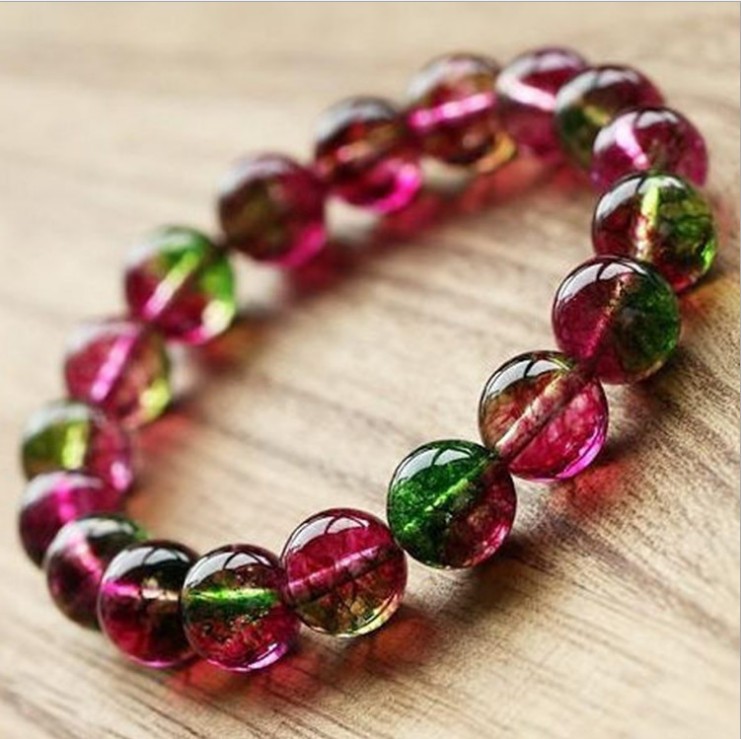 天然水晶冰种西瓜晶手链 男女款时尚手链批发