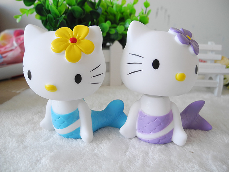 美人鱼hellokitty创意摇头公仔 凯蒂猫车载摆件 汽车用品摆设4色