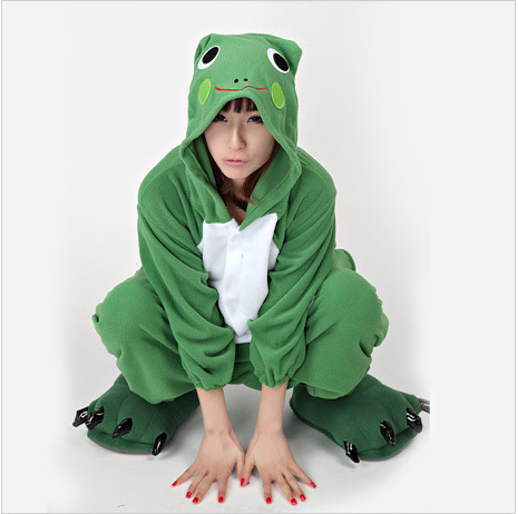 青蛙卡通动物连体睡衣男女可爱情侣公寓四季薄款摇粒绒
