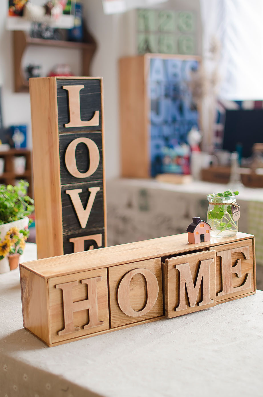 zakka杂货 字母收纳盒 时尚摆件 做旧 创意家居 工艺品2款入c0438