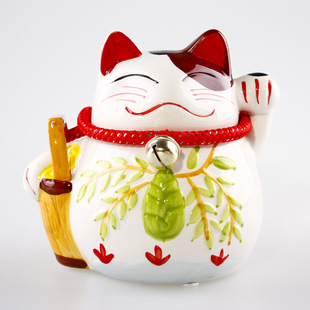 陶瓷工艺招财猫摆件 日式招财猫存钱罐 创意开业礼品 xd301
