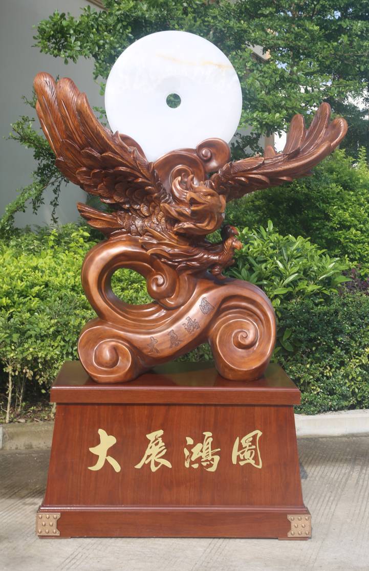 大展宏图平安扣老鹰木雕大型落地工艺品摆件家居开业乔迁招财礼品