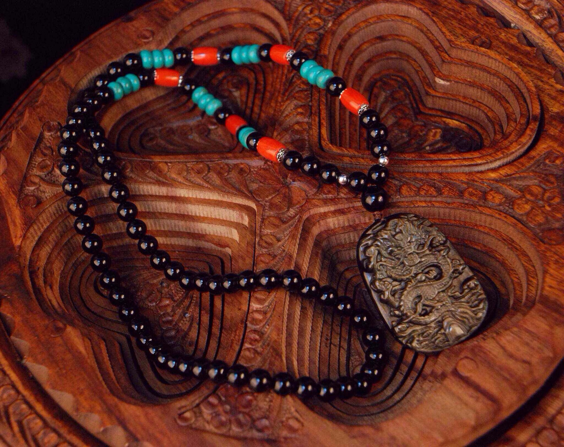 天然招财 金曜石精雕龙牌吊坠 男款项链 招代理 一件代发