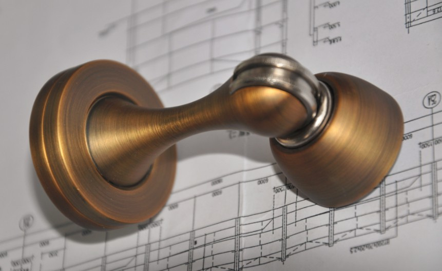 德国霍曼(hoermann)钢拉丝黄古铜门吸/室内门地装或墙装门吸