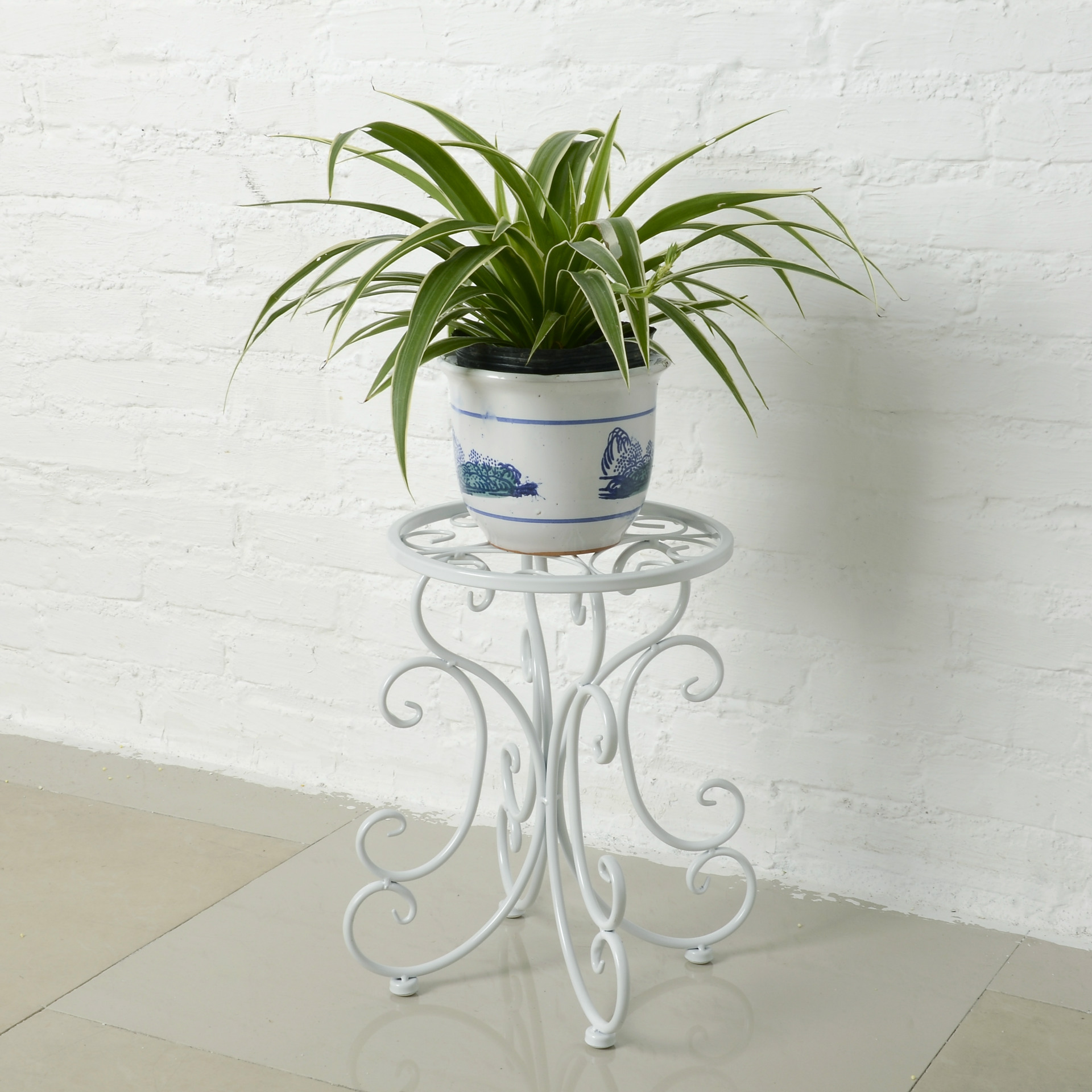 欣园 单层落地式铁艺花架 欧式复古室内外吊兰盆景装饰金属花架