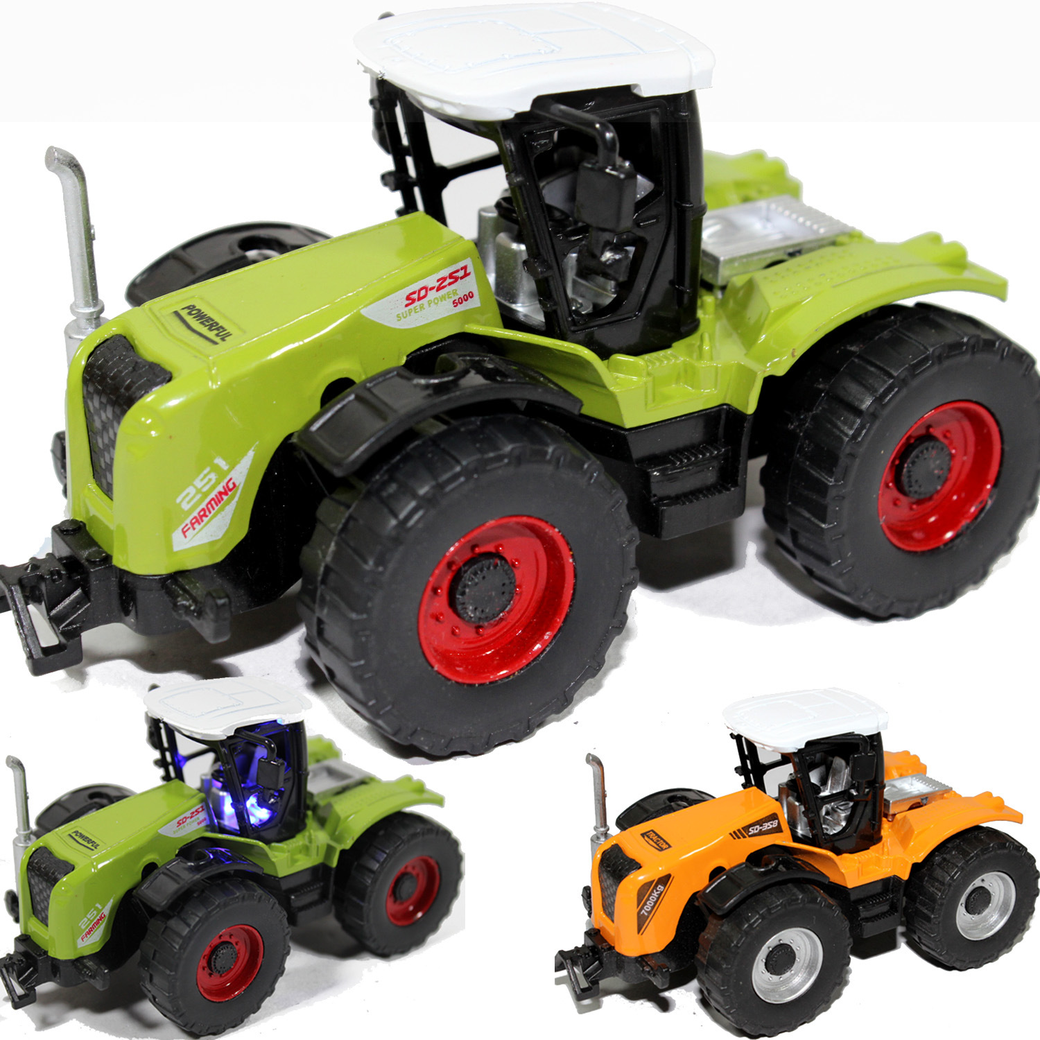 1:43合金农夫车带灯光音乐回力二色混装儿童玩具批发混批
