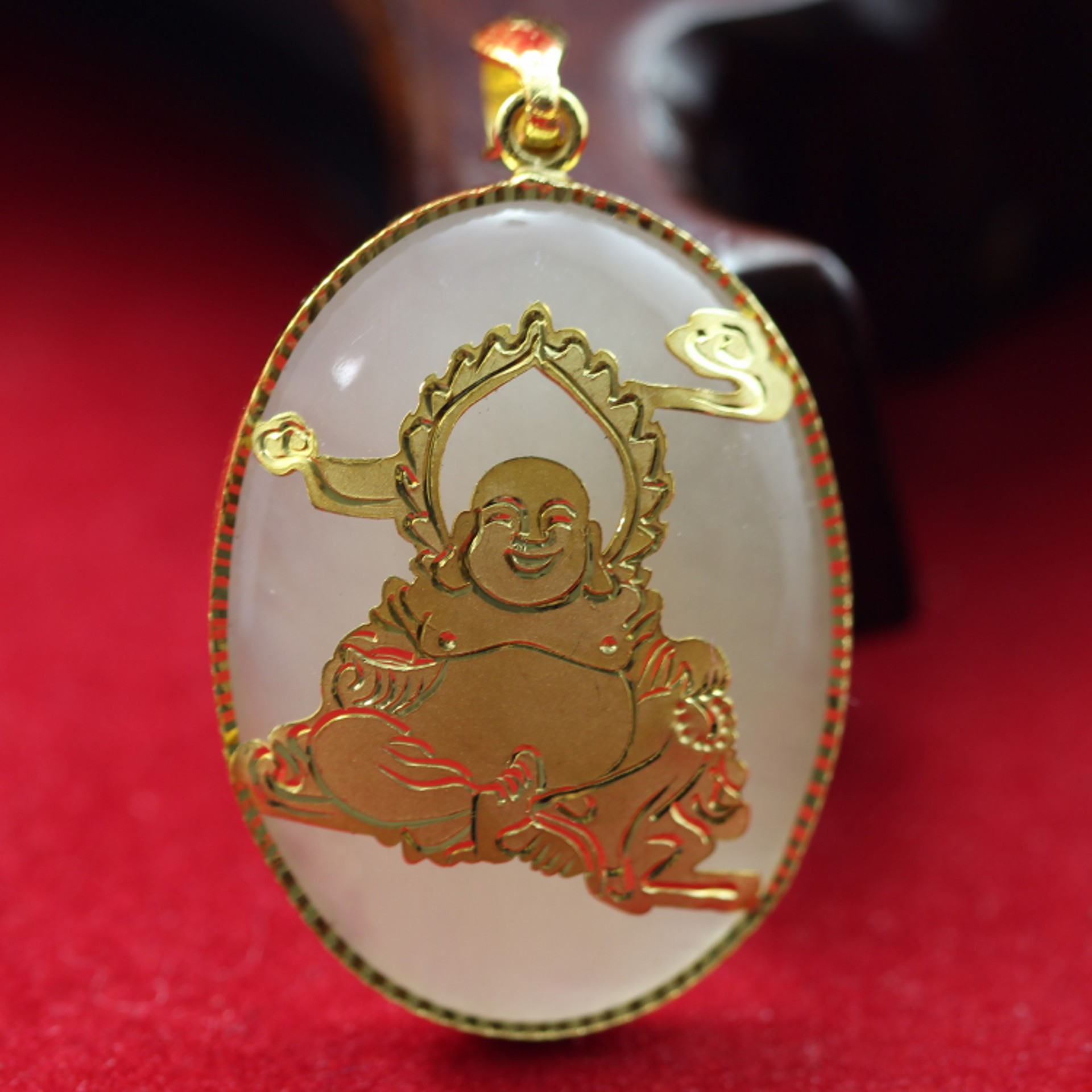 千足金 金镶玉 天然 和田玉 佛 佛保平安 吊坠 批发