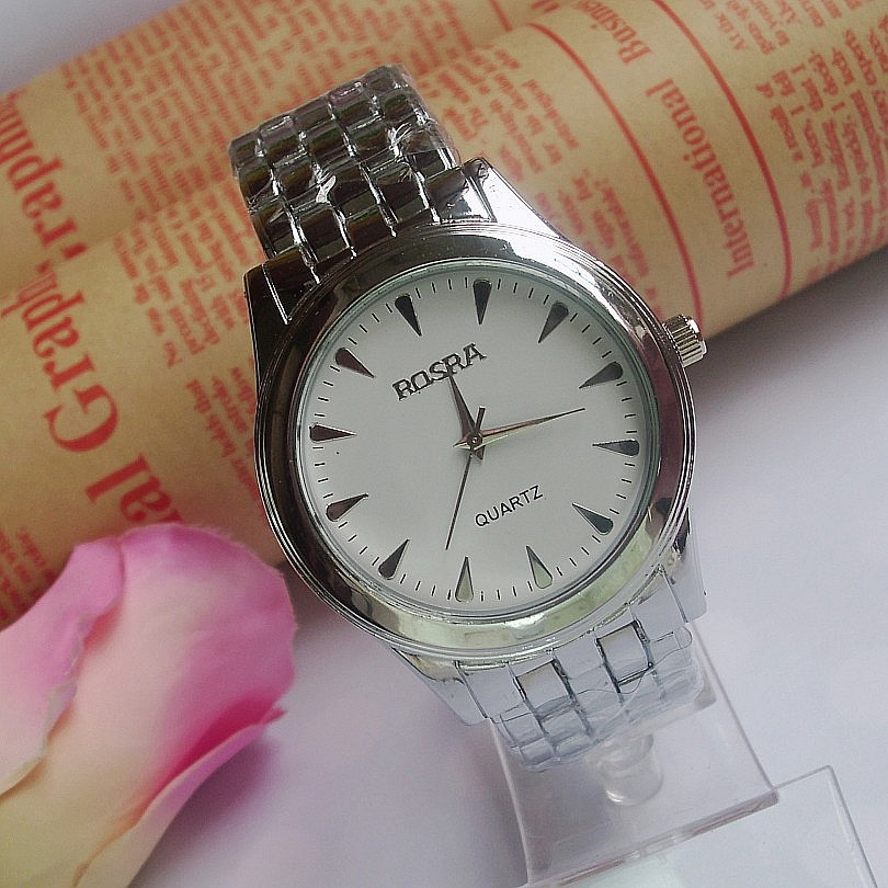 供应间白钢色高档商务男士钢带手表赠送礼品手表批发