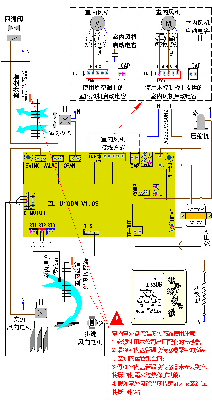 大屏液晶显示强力化霜,柜机用空调电脑板 u10d
