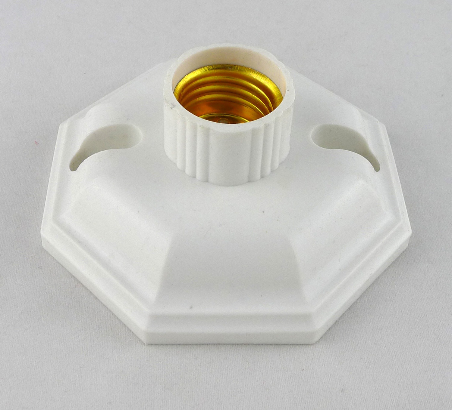 直产供应 八角型罗口平灯座 全塑料平灯座 e27螺口灯头