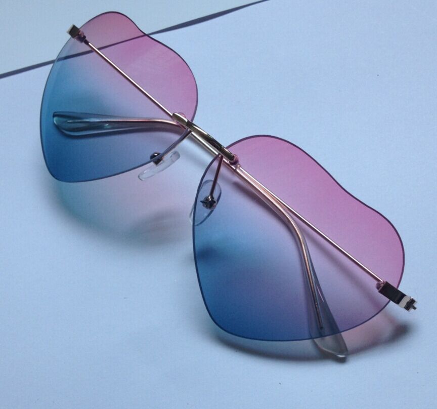 女款太阳镜炫彩水银膜钓鱼司机眼镜镜彩色女士爱心批发厂家直销