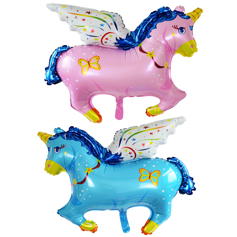热销新款 氢气球批发卡通气球 年会装饰 马年粉色飞马铝膜气球