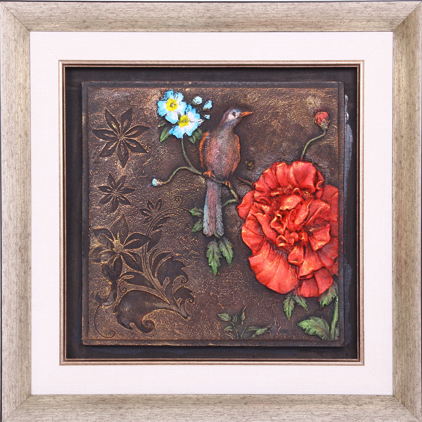 简欧花卉系列 双拼套画 竹炭浮雕装饰画 环保装饰壁画 厂家直销图片