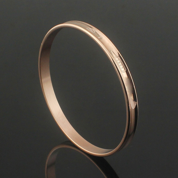 钛钢饰品批发 圆形喇叭手镯 凹面logo字母手环 18k玫瑰金女士手镯