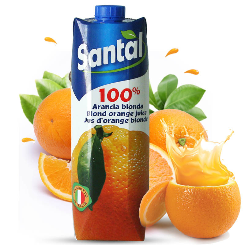 意大利进口 帕玛拉特santal圣涛1l装 鲜榨橙汁 纯果汁饮料