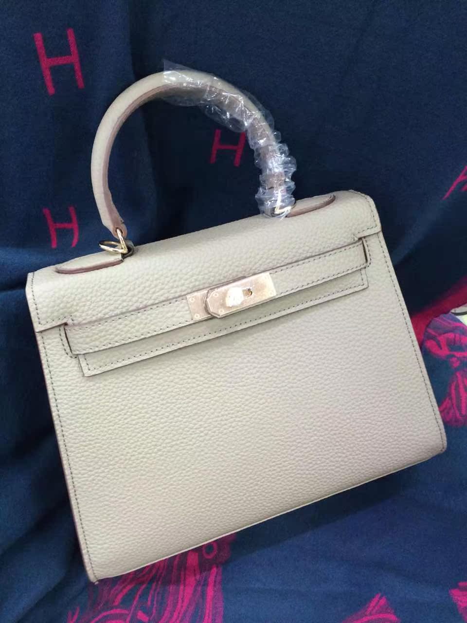 批发真皮女包外油边定型包荔枝纹kelly凯莉包25cm