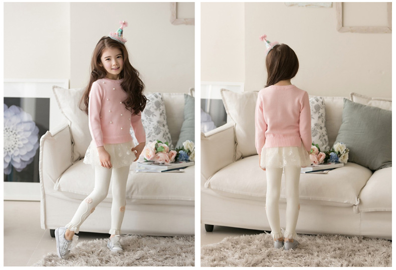 pink ideal 女童打底裤厂家批发 纯棉花朵打底裤儿童长裤 330725