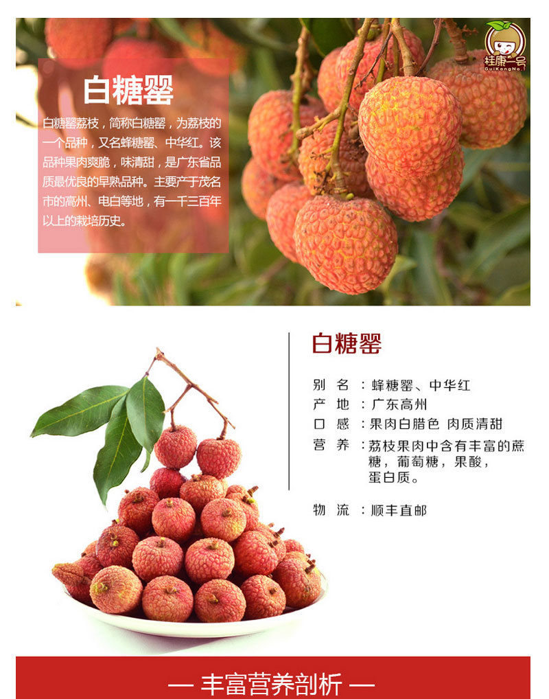 荔枝新鲜水果 高州新鲜桂味妃子笑糯米糍白糖罂荔枝5斤包邮