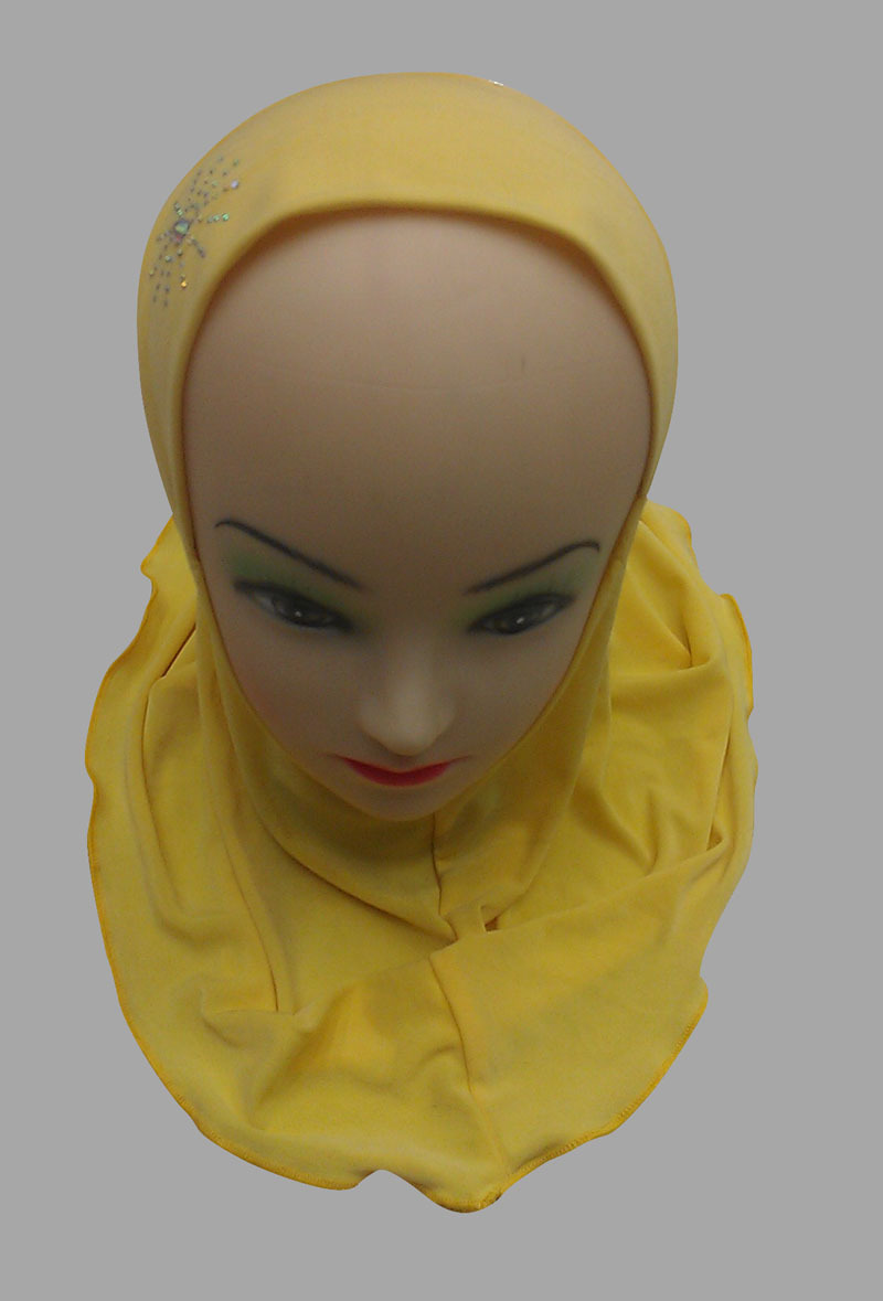 2015新款水晶麻 中东穆斯林儿童头套 回族盖头 阿拉伯烫钻头巾