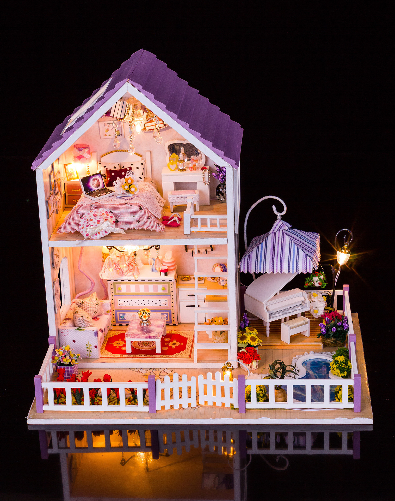 中秋创意礼品 弘达diy小屋 浪漫紫时 手工制作拼装模型厂家批发