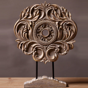 供应仿古做旧花纹圆形树脂工艺品摆件 软装酒吧装饰品 拍照道具