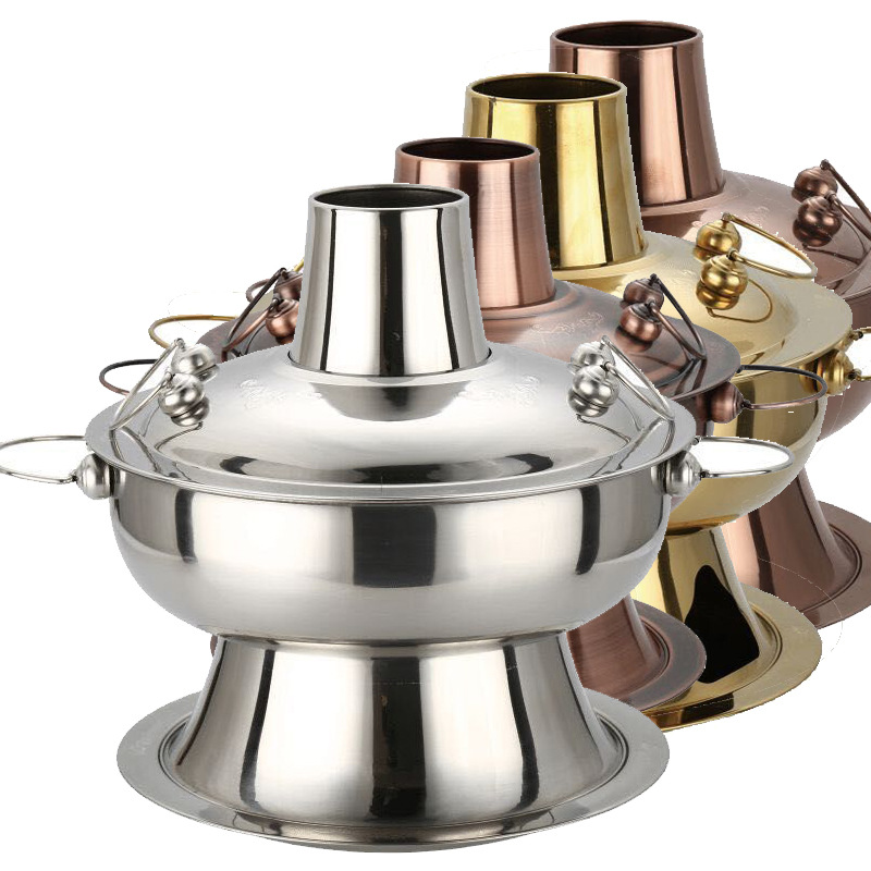 不锈钢木碳火锅炭火锅锅具火锅盆火锅店专用涮火锅复古传统老式锅